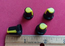 4 Black & Yellow Potentiometer Knobs For Guitar Amp Effect Pedal Stompbox Mixer