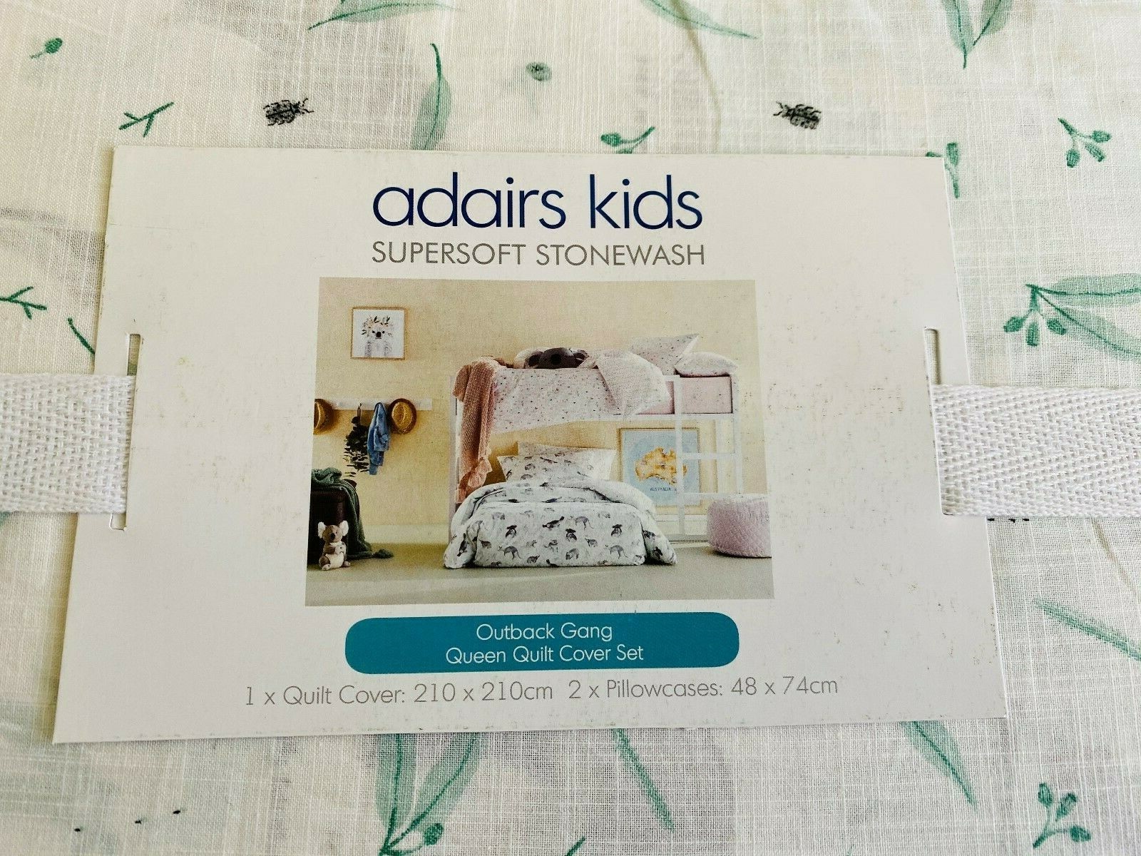 Adairs Kids Outback Gang Eucalyptus Stonewash Queen Quilt Cover Set