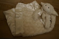 SECURITY Blanket BEARINGTON Baby Cream Lamb Sheep Satin Plush Lovey Cuddle Me Lg
