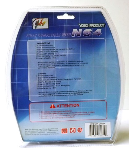 yobo Nintendo 64 Controller Game Pad Semi-Transparent Blue - Picture 6 of 6