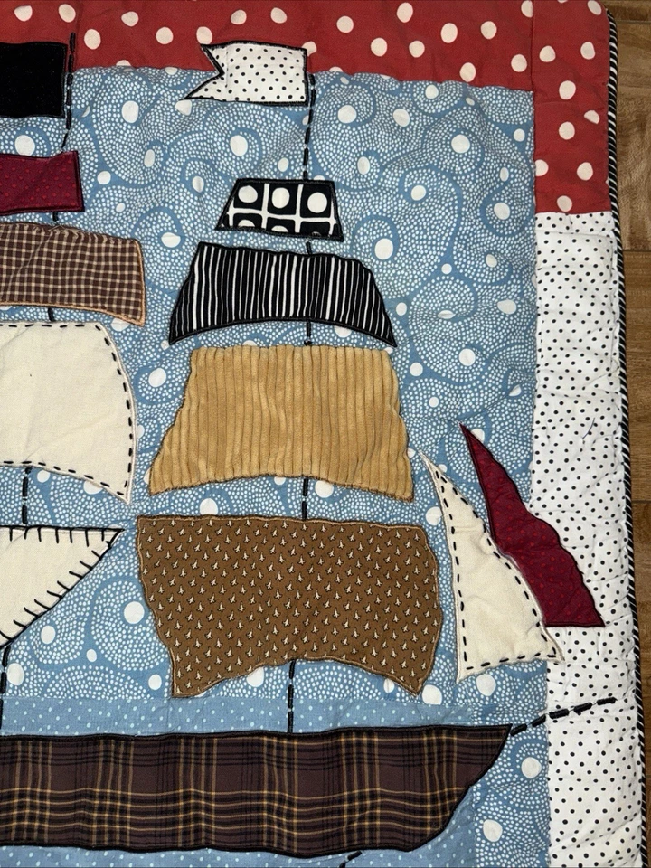 "Edredón manta bebé acolchado diseño de cuento de algodón piratas y barco 30""x40""" Foto 4 de 4