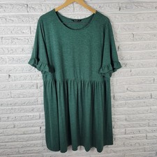 Shein Curve Womens Dress 3XL Plus Bell Sleeve Green Comfy Casual Knee Length