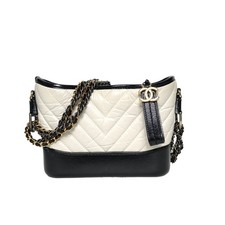 CHANEL GABRIELLE Hobo Bag Small 20cm Black White Calfskin Crossbody Bag