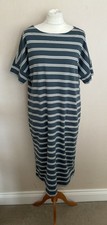 FAB Seasalt Blue Cream Stripe Cotton Jersey Midi Sailor Dress Size 18 L44" VGC