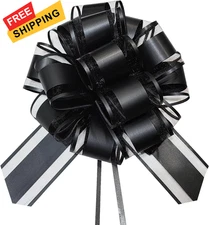 OPSFALCON 6 PCS Pull Bows, 6 Inch Large Black Bows for Gift Wrapping, 