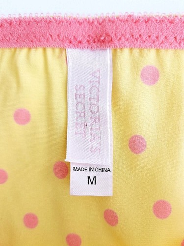 Vtg Victoria's Secret Silk Lace String Bikini Panties NEW Medium Yellow Pink Y2K - Picture 7 of 9
