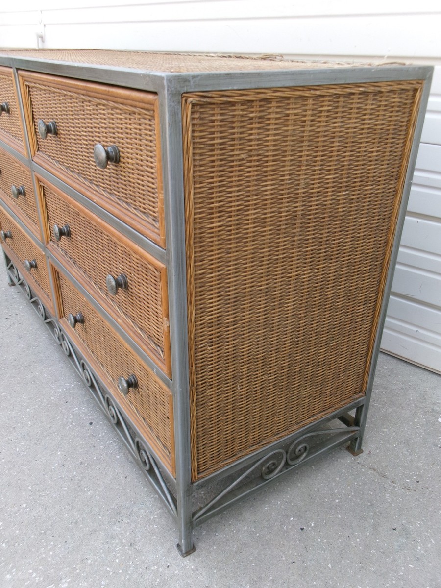 Dresser Pier 1 One Miranda Wicker 6 drawers Rattan Silver Metal Scroll Imports | eBay Dresser Pier 1 One Miranda Wicker 6 drawers Rattan Silver Metal Scroll Imports | eBay
