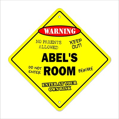 Abel's Room Sign Crossing Zone Xing | Indoor/Outdoor | 14'' Tall Bedroom Decor...