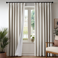 Blackout Curtains Pinch Pleat, Faux Linen 100 Light Blocking Thermal Insulated