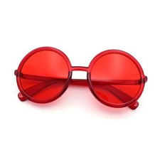 Womens Wizard Round Circle Lens Plastic Mod Fashion Sunglasses Red