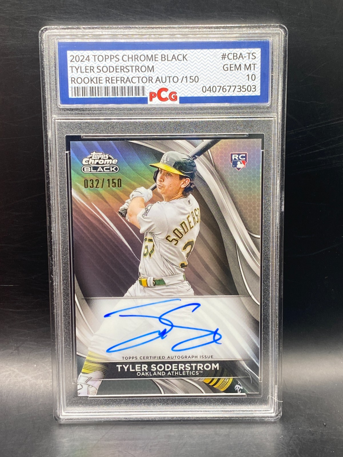 2024 Topps Chrome Black Autographs Tyler Soderstrom #CBA-TS Refractor /150 PCG10