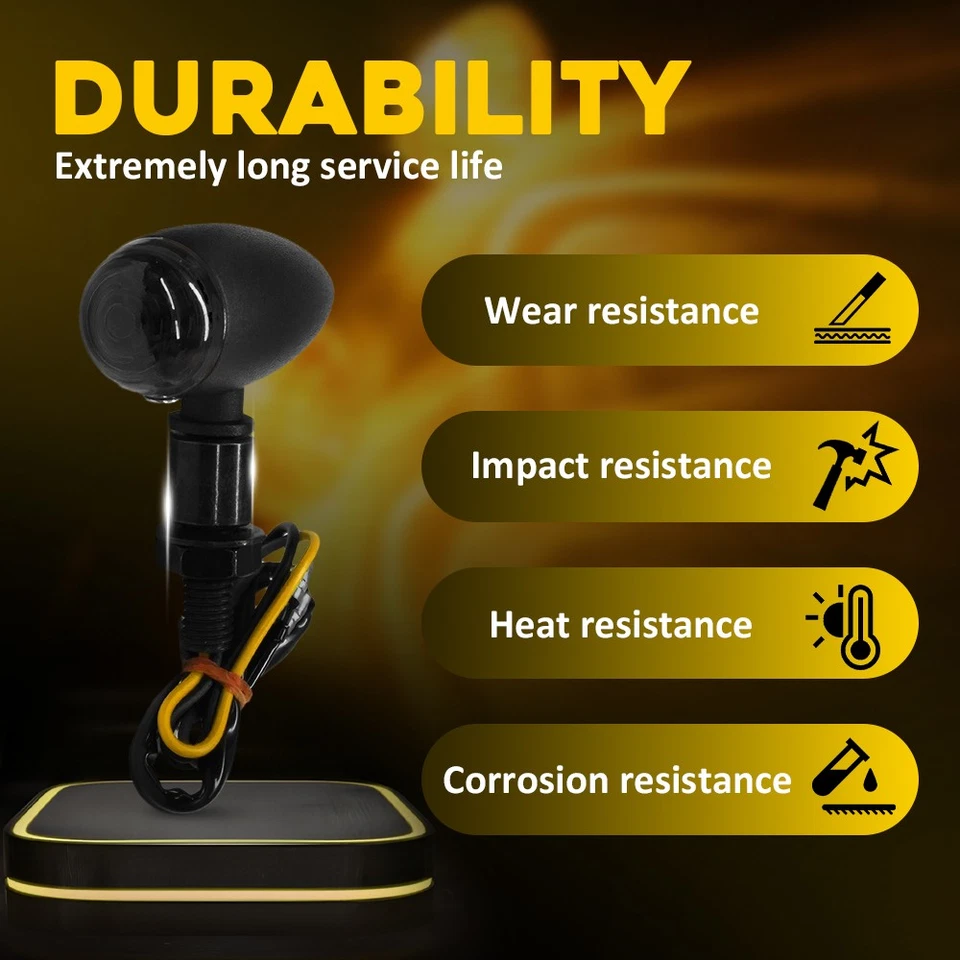4X Black Bullet Motorcycle Mini LED Turn Signals Blinker Light Indicator Amber - Image 3 of 4