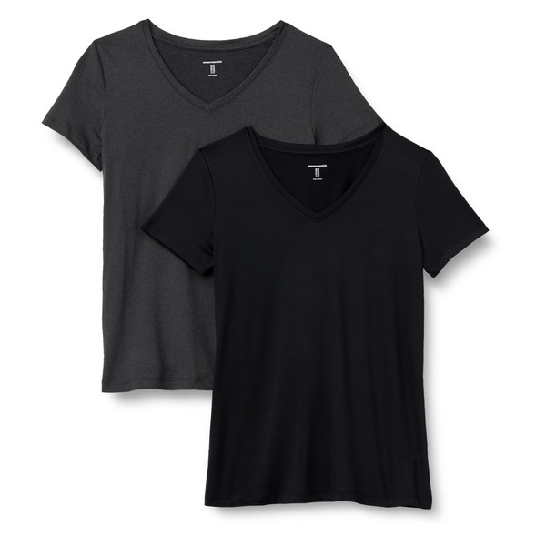 Amazon Essentials Damen Quick Dry Stretch V-Ausschnitt T-Shirt 2Er-Pack-image