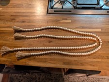 Wood Beads Garland with Tassels Farmhouse Rustic Wooden