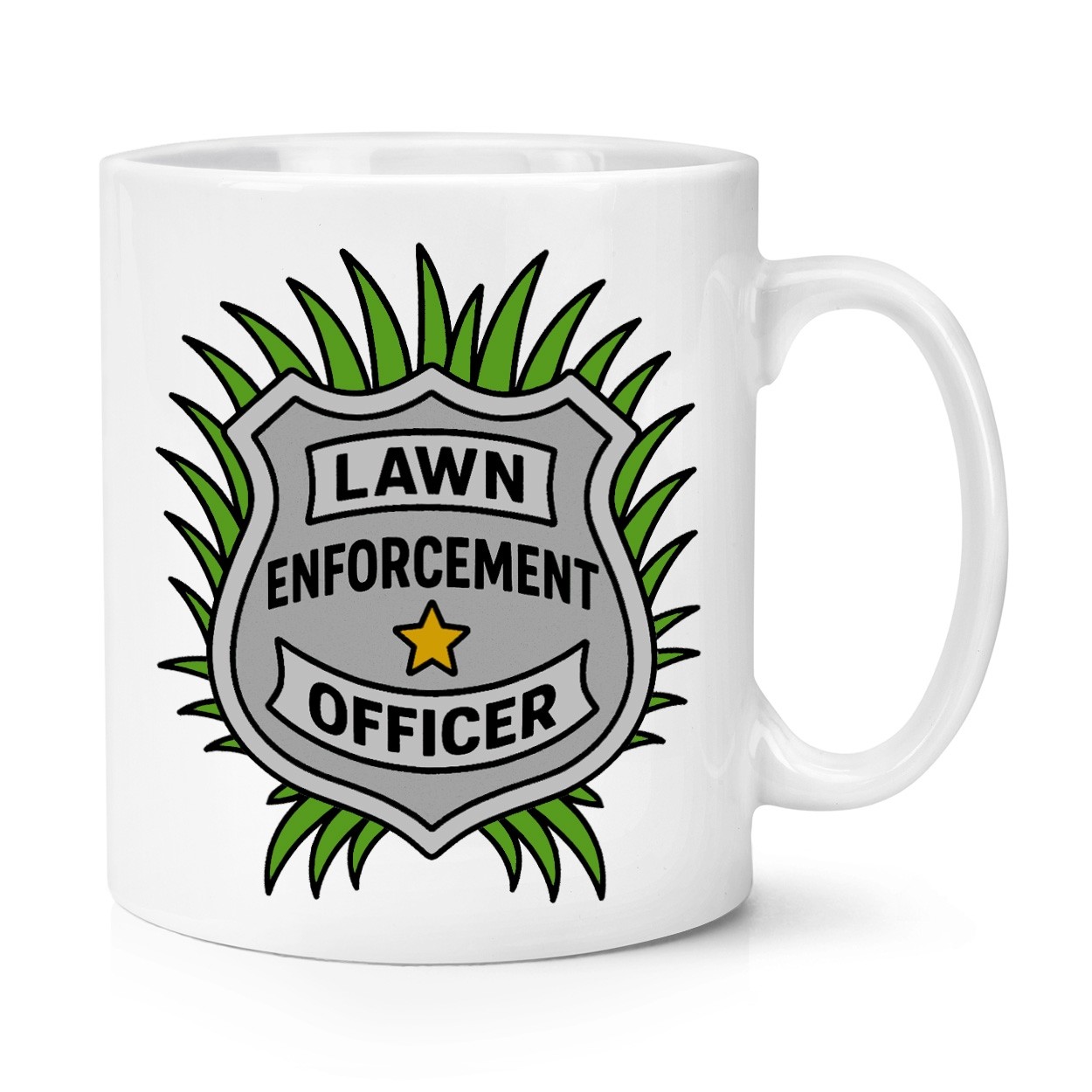 Lawn Enforcement Officer Badge 10oz Mug Cup Funny Dad Fathers Day Gardener