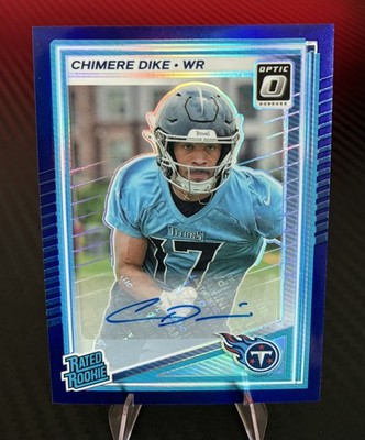 Chimere Dike 2025 Panini Donruss Optic #269 Purple Prizm Rated Rookie Auto /50