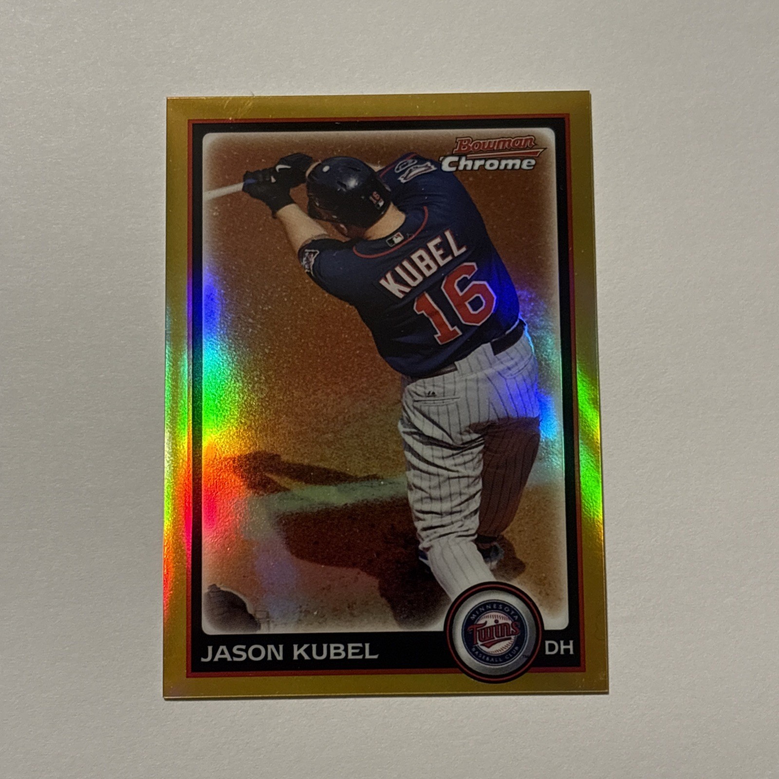 Jason Kubel 2010 Bowman Chrome Gold Refractor #150 Nationals /50