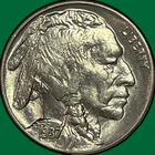 1937 Buffalo Nickel Brilliant Uncirculated BU Coin #43858