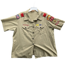 VTG Boy Scouts of America Shirt Womens 42-44 BSA Patches Embroidered USA Uniform