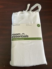 Room Essentials Cotton Blend Sateen Deep Fitted Sheet White Twin XL 39x80