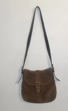 Vintage Brown Suede Shoulder Bag Unusual Design