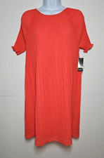 Premise Women’s Coral Micropleated Short Sleeve Shift Dress Size Medium NWT