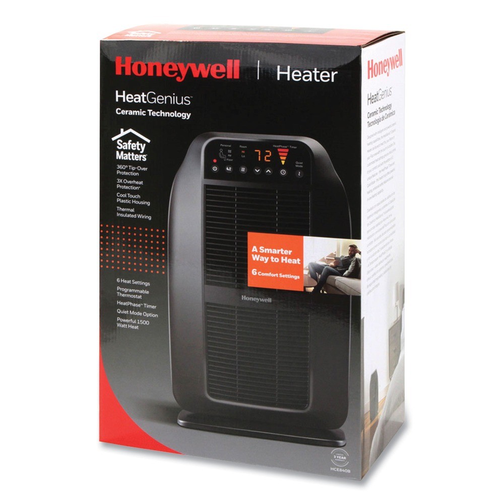 Honeywell HCE840B Heat Genius 5.6" x 10.2" x 17.3" Portable Heater - Black New