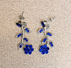 Elegant Silver Tone Necklace and Earring Set with Cobalt Blue Glass Stones — photo 4