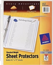 Avery 75530 Sheet Protector Standard-Weight 8-1/2-Inch x11-Inch 25/PK Clear
