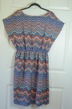 Y2K Chevron Midi Dress Boho Coastal Cowgirl Festival Dopamine Dressing 2X
