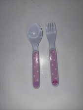 Pink Polkadot With Butterflies  Melamine Toddler Fork And Knife Set