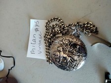 Vintage Milan Pocket Watch - Hunting Dogs with Hunter Scene w/ Chain