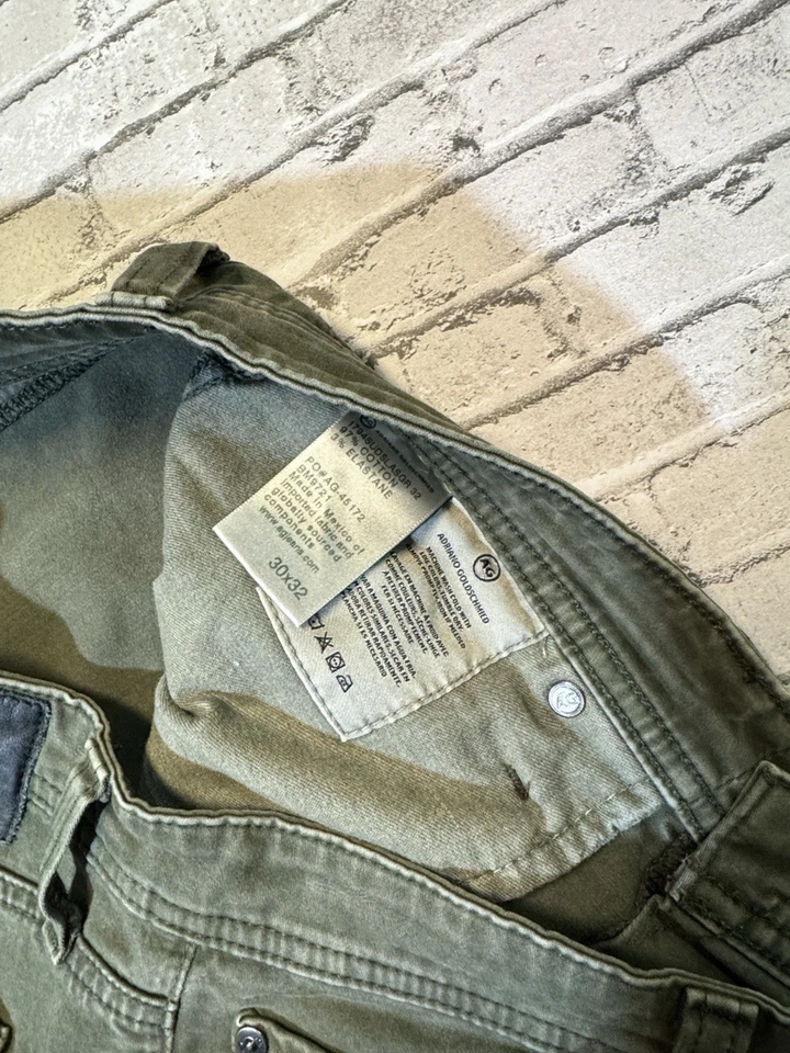 Adriano Goldschmied Hombre 30x32 Everett Slim Recto Verde Oliva Vaqueros Usados en Excelente Condición Foto 3 de 4