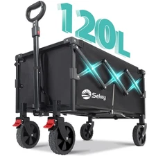 Collapsible Wagon Cart Foldable with 220LBS Weight Capacity, Lightweight Port...