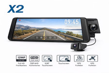 9.88" Spiegel Dashcam 1296P Full HD Auto DVR Touchscreen Rückfahrkamera GPS G-Se