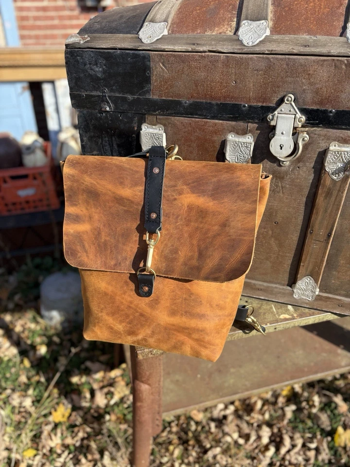 Brown Leather Backpack Trail Outdoors Camping Hiking - Image 2 of 4