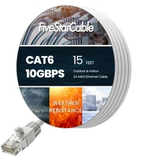 15FT Cat6 Ethernet Cable - High-Speed LAN Patch Cord, Gigabit RJ45 Network Cable