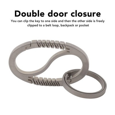 Keychain Oval Ti Alloy Minimalist Double Door Closure Keychain Clip With Lar SET