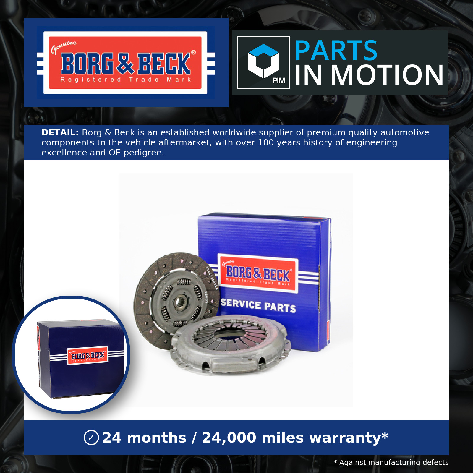 Clutch Kit 2 piece (Cover+Plate) HK7277 Borg & Beck Genuine Quality Guaranteed