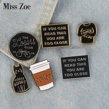 Introvert Loner Loser Club Enamel Pins Autism Badges Custom Cat Brooches Bag Clo