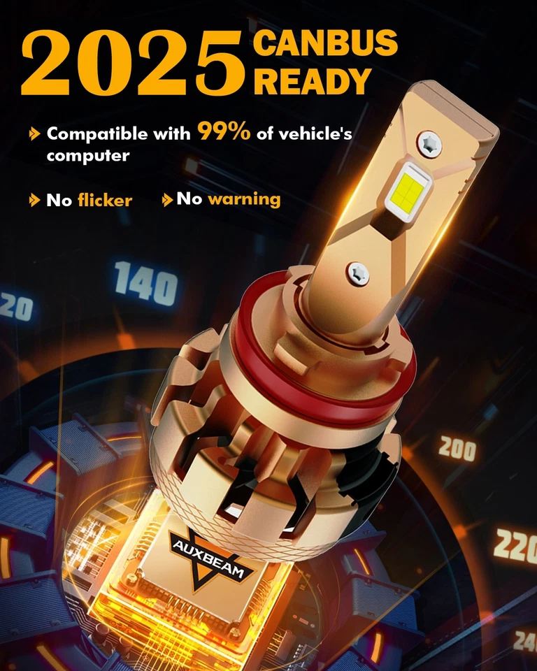 AUXBEAM H11 LED Headlight Low Beam Bulbs Canbus Super Bright 6500K Plug Play F - Image 4 of 4