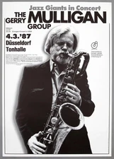 GERRY MULLIGAN – rare vintage original Düsseldorf 1987 jazz concert poster