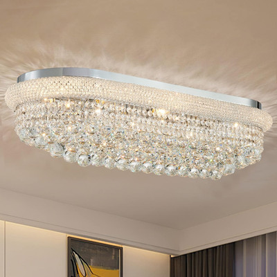 Elegant 36-Inch Modern Rectangle Crystal Chandelier for Living Room & Bedroom