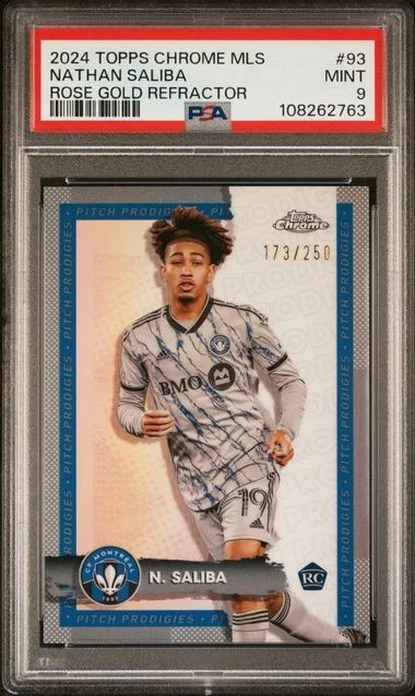 2024 Topps Chrome MLS Nathan Saliba /250 ROOKIE RC Rose Gold Ref. PSA 9 MINT