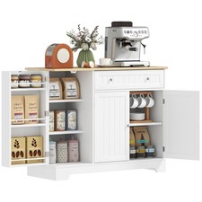 HOMCOM Mobile Buffet con Cassetto, Ripiani Regolabili, Ripiani Porta, Bianco