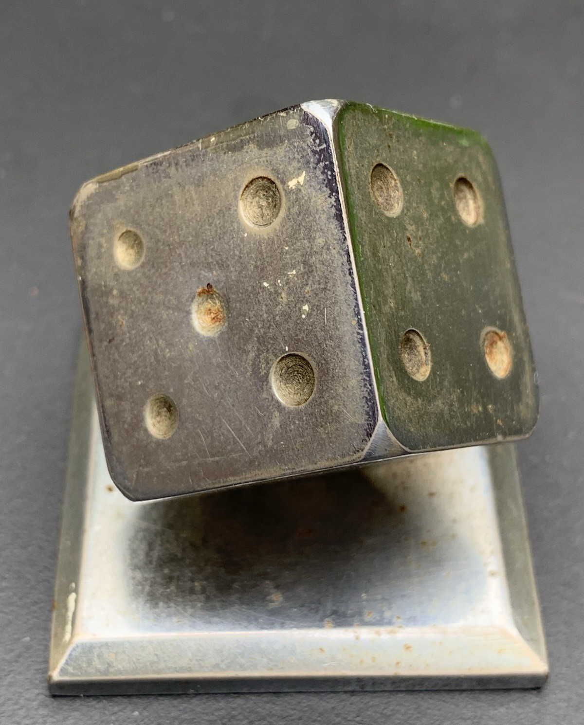 Vintage Art Deco Style Metal Dice Paperweight Decorative Desk Ornament