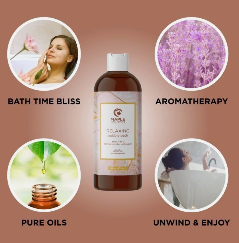 Maple Holistics Luxurious Lavender Vanilla Bubble Bath Chamomile Calendula Sage