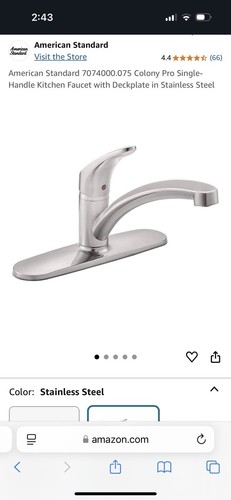 American Standard 7074000.075 Colony Pro Stainless Steel Kitchen Faucet