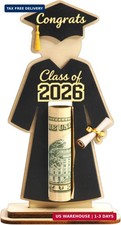 Graduation Money Holder 2026, Class of 2026 Cash Gift Holder, Black Wooden Gradu