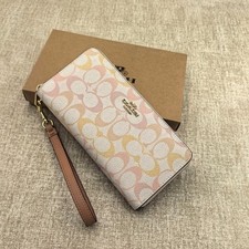 COACH Long Zip Around Wallet Signature Canvas...